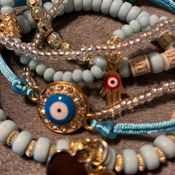 6 pc Yoga Evil Eye Mix Matched Beautiful Bracelet Boho Chic Hippie Retro Vibe! - Picture 6 of 7